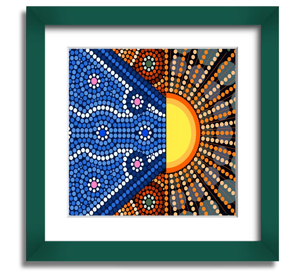 Aboriginal Pattern 9 Square Framed Print showcasing intricate designs in a stylish frame.